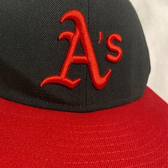 baseball MLB Oakland As new era hat red black 5950 sz 7 - Picture 10 of 11